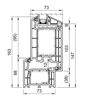 Querschnitt von Tür 73 HO1221, HP1550