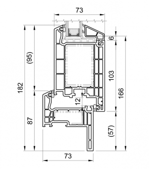 Cross-section of door Bluevolution 73 PERFECT HO1110,HP1550 Renovation 35 mm