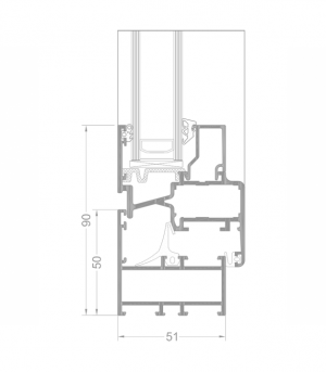 Priečny rez oknom ECONOLINE 010 VL 820